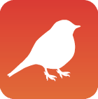 A bird outline in a square