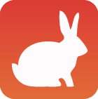 A rabbit outline in a square